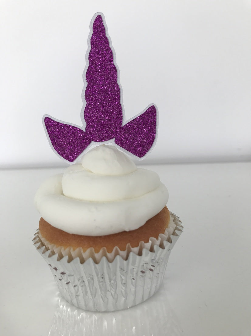 Glitter Unicorn Ears Cupcake Toppers