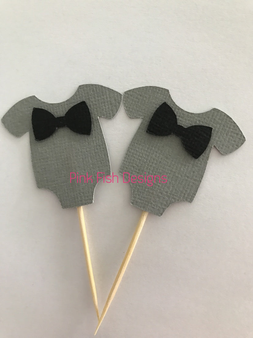 Bow Tie Baby Shower Cupcake Toppers