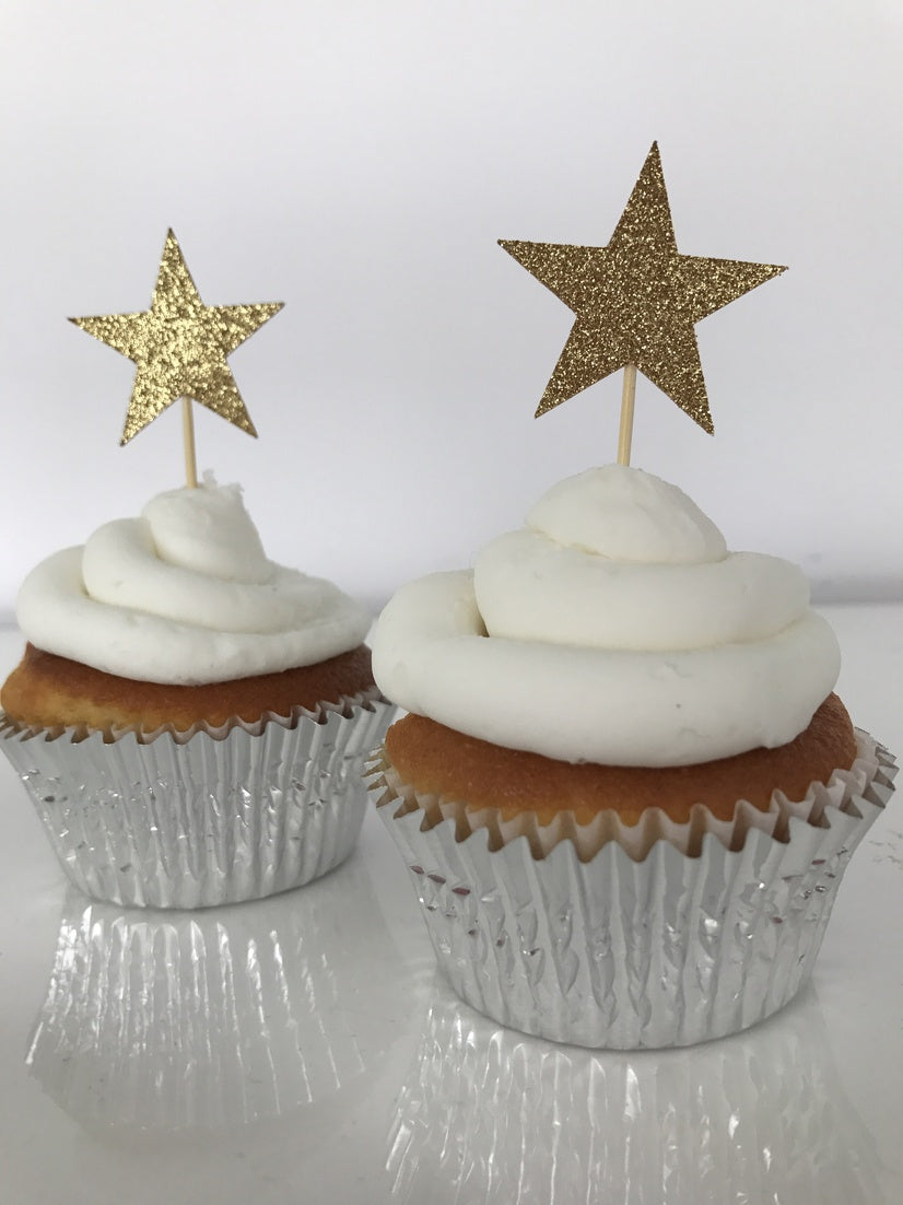 Glitter Stars Cupcake Toppers