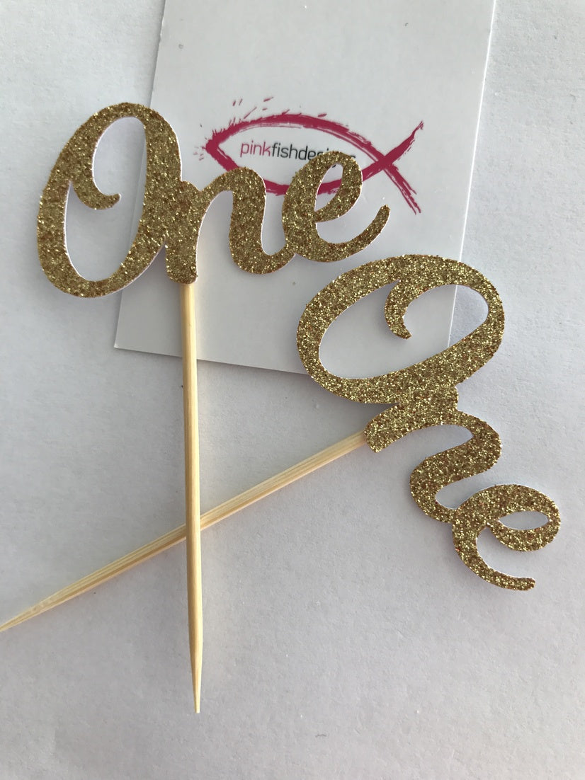 Glitter One Cupcake Toppers