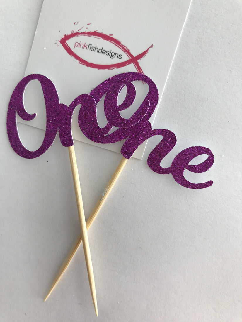 Glitter One Cupcake Toppers