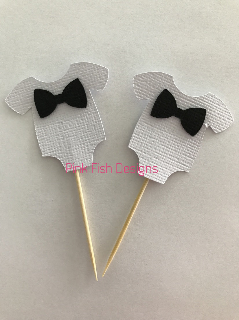 Bow Tie Baby Shower Cupcake Toppers