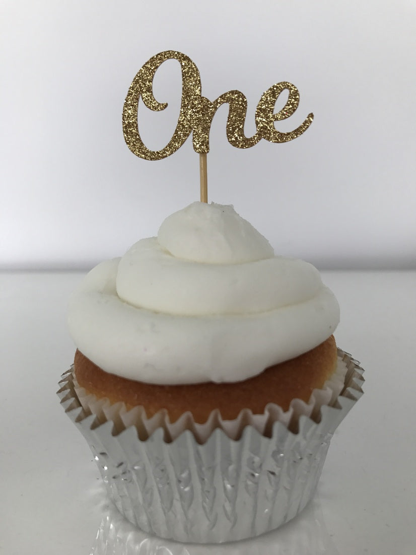 Glitter One Cupcake Toppers
