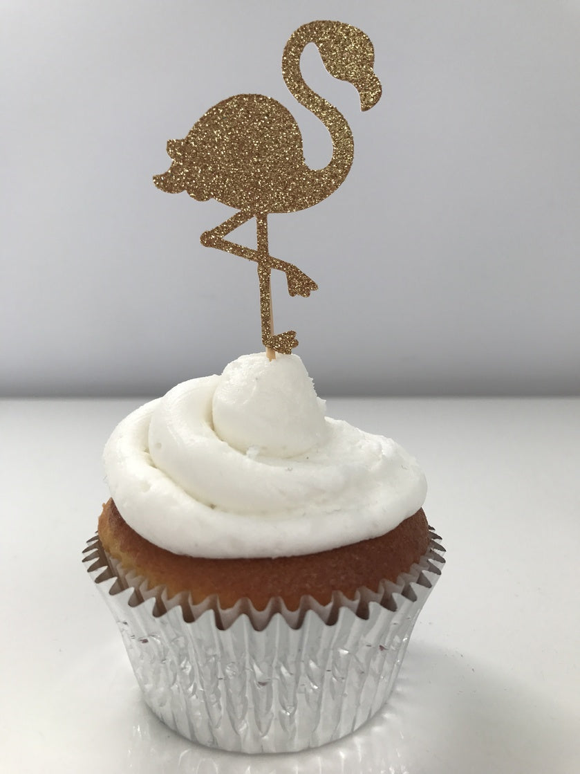 Glitter Flamingo Cupcake Toppers
