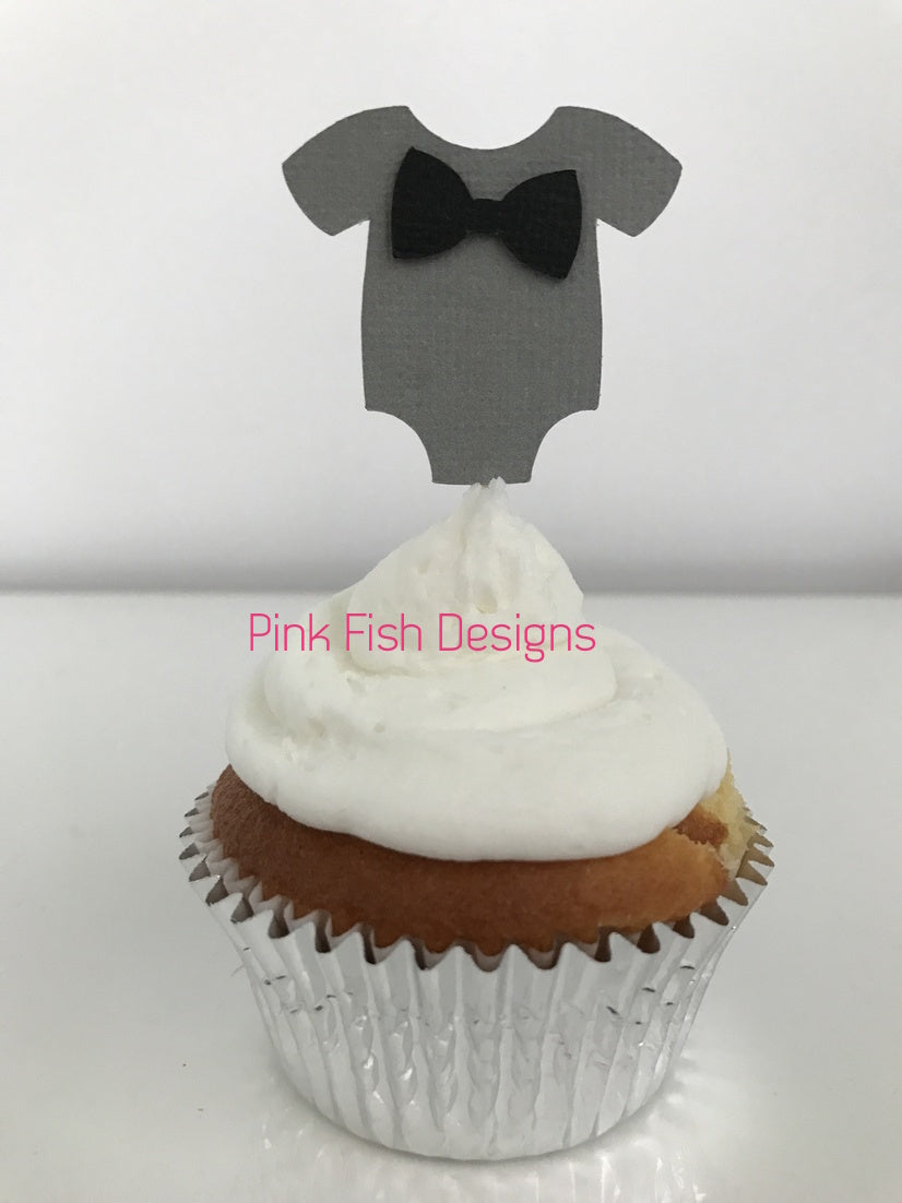 Bow Tie Baby Shower Cupcake Toppers