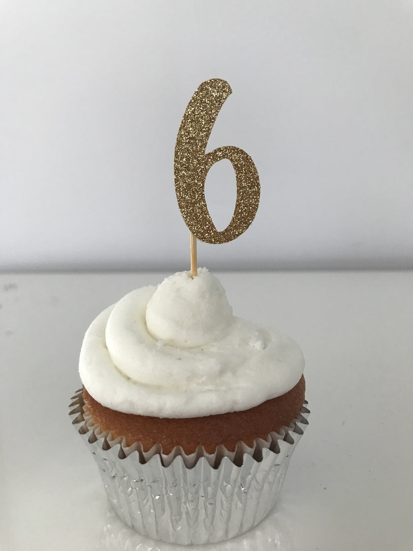 Glitter Numbers Cupcake Toppers