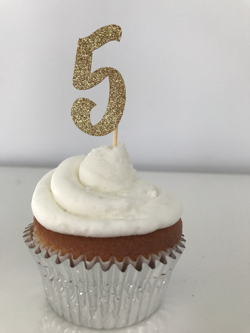 Glitter Numbers Cupcake Toppers