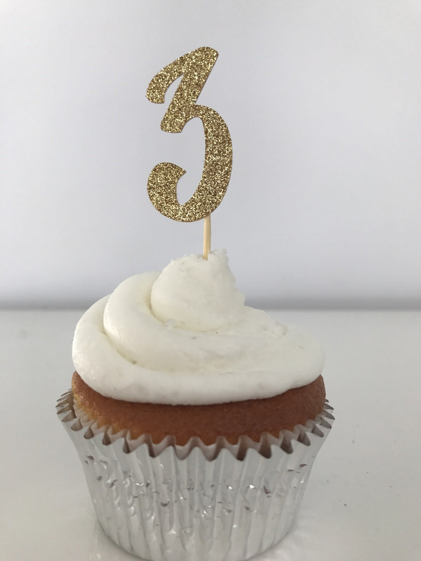 Glitter Numbers Cupcake Toppers