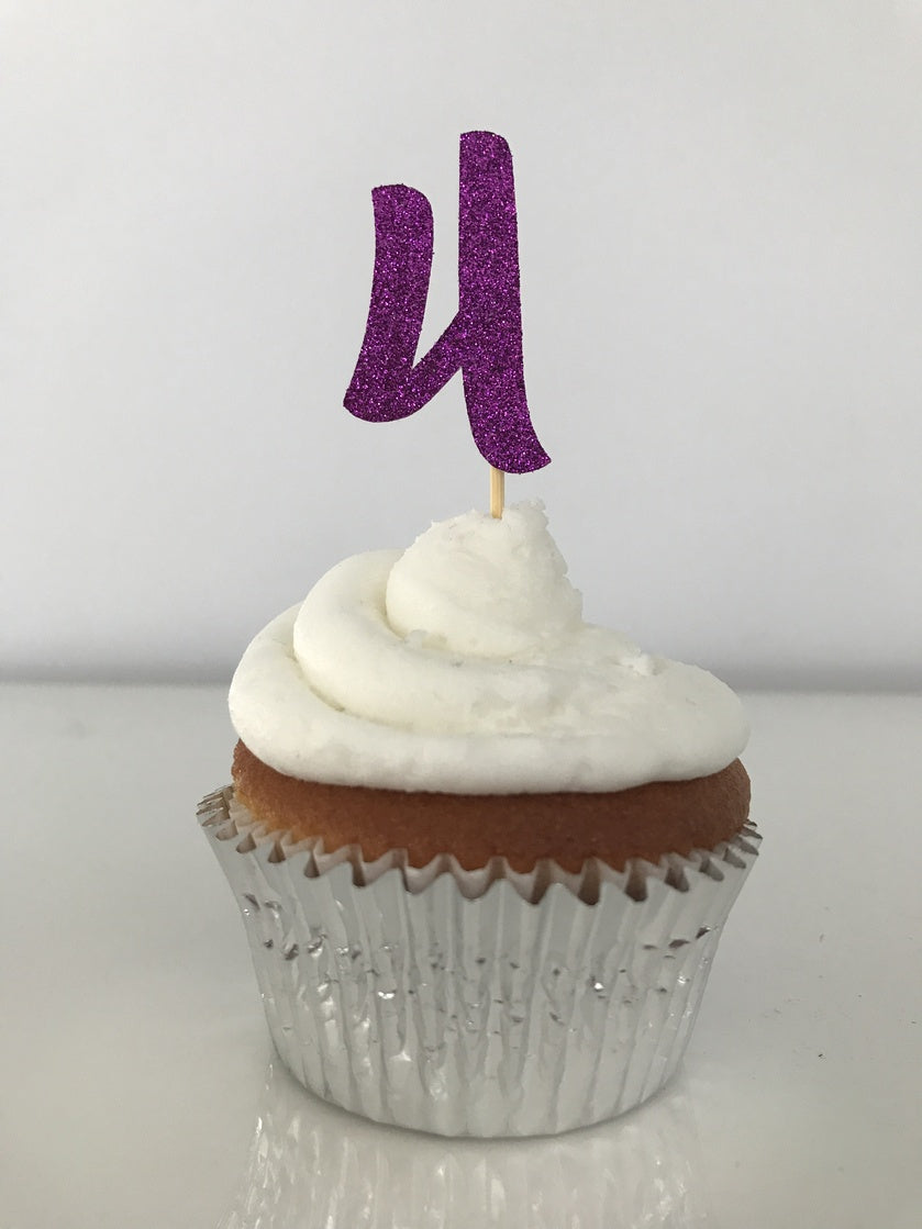 Glitter Numbers Cupcake Toppers