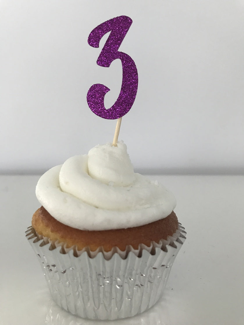 Glitter Numbers Cupcake Toppers