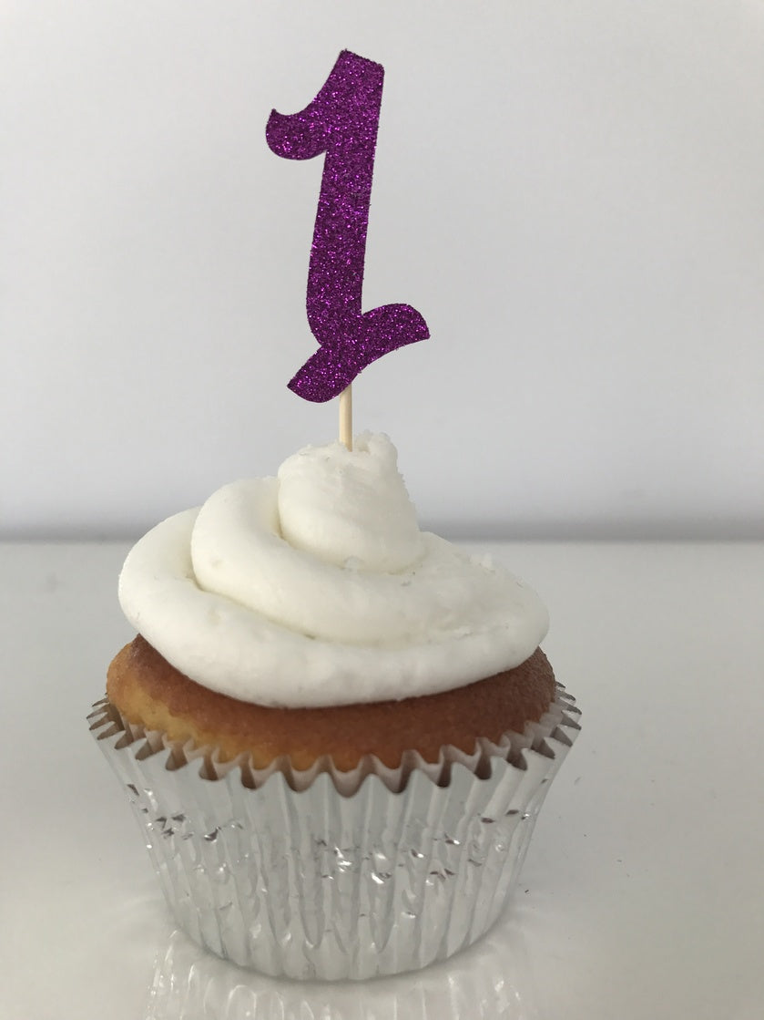 Glitter Numbers Cupcake Toppers