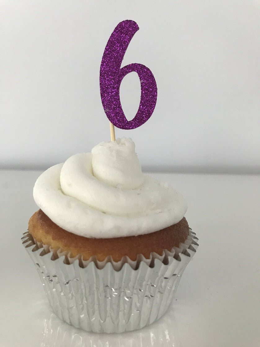 Glitter Numbers Cupcake Toppers