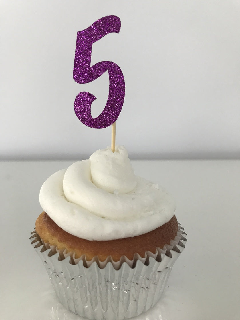 Glitter Numbers Cupcake Toppers