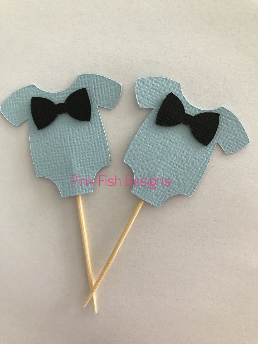 Bow Tie Baby Shower Cupcake Toppers