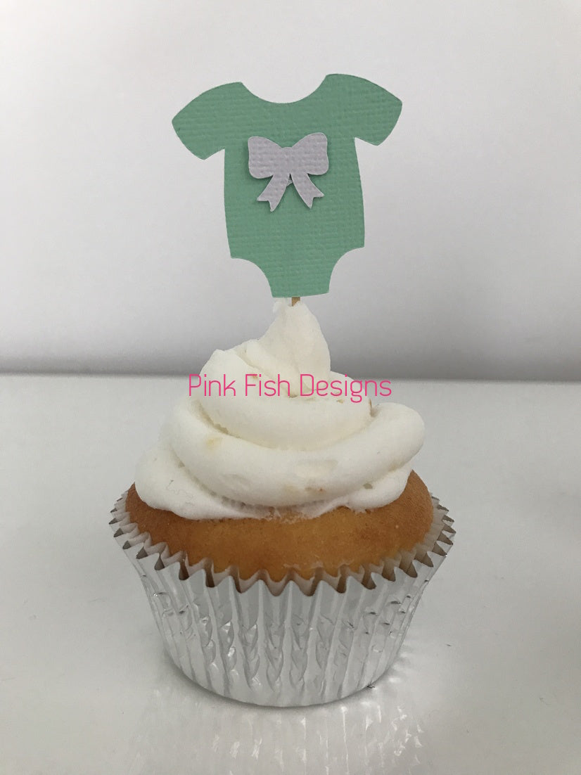 Bow Baby Shower Cupcake Toppers