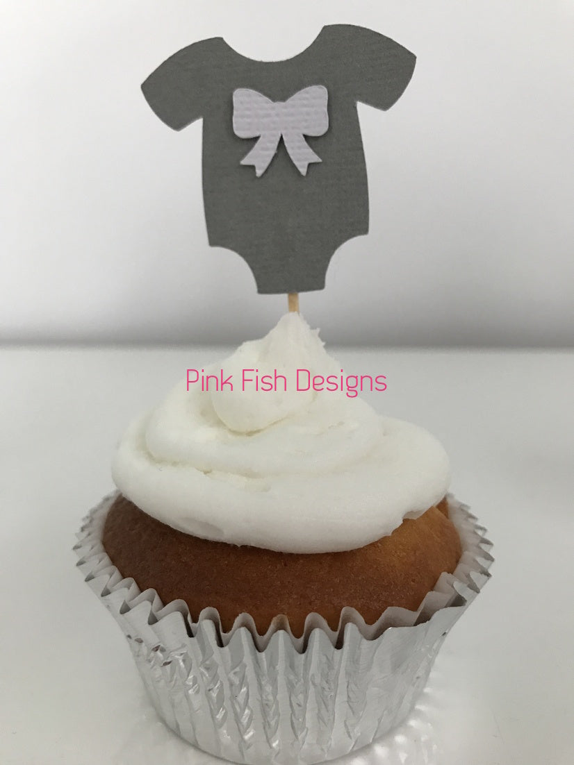 Bow Baby Shower Cupcake Toppers