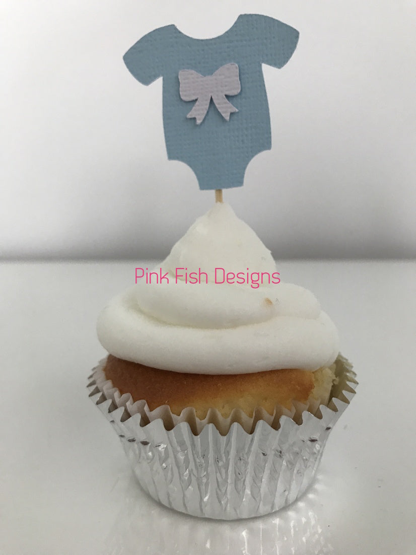 Bow Baby Shower Cupcake Toppers