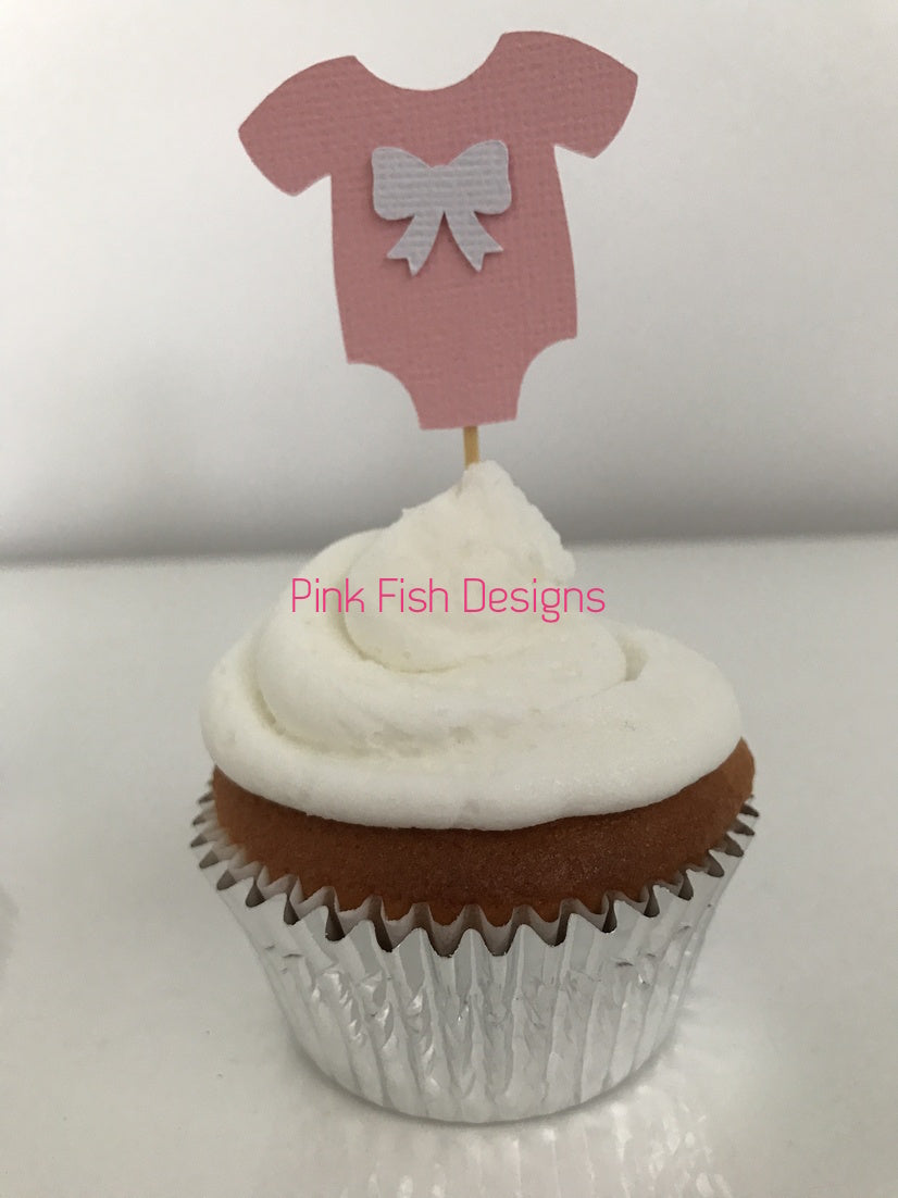 Bow Baby Shower Cupcake Toppers