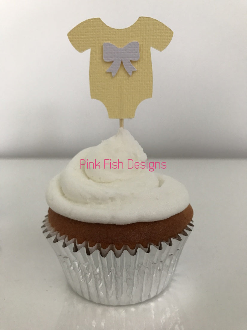 Bow Baby Shower Cupcake Toppers