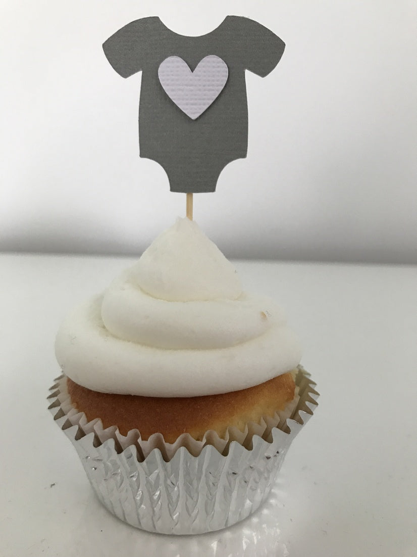 Heart Baby Shower Cupcake Toppers