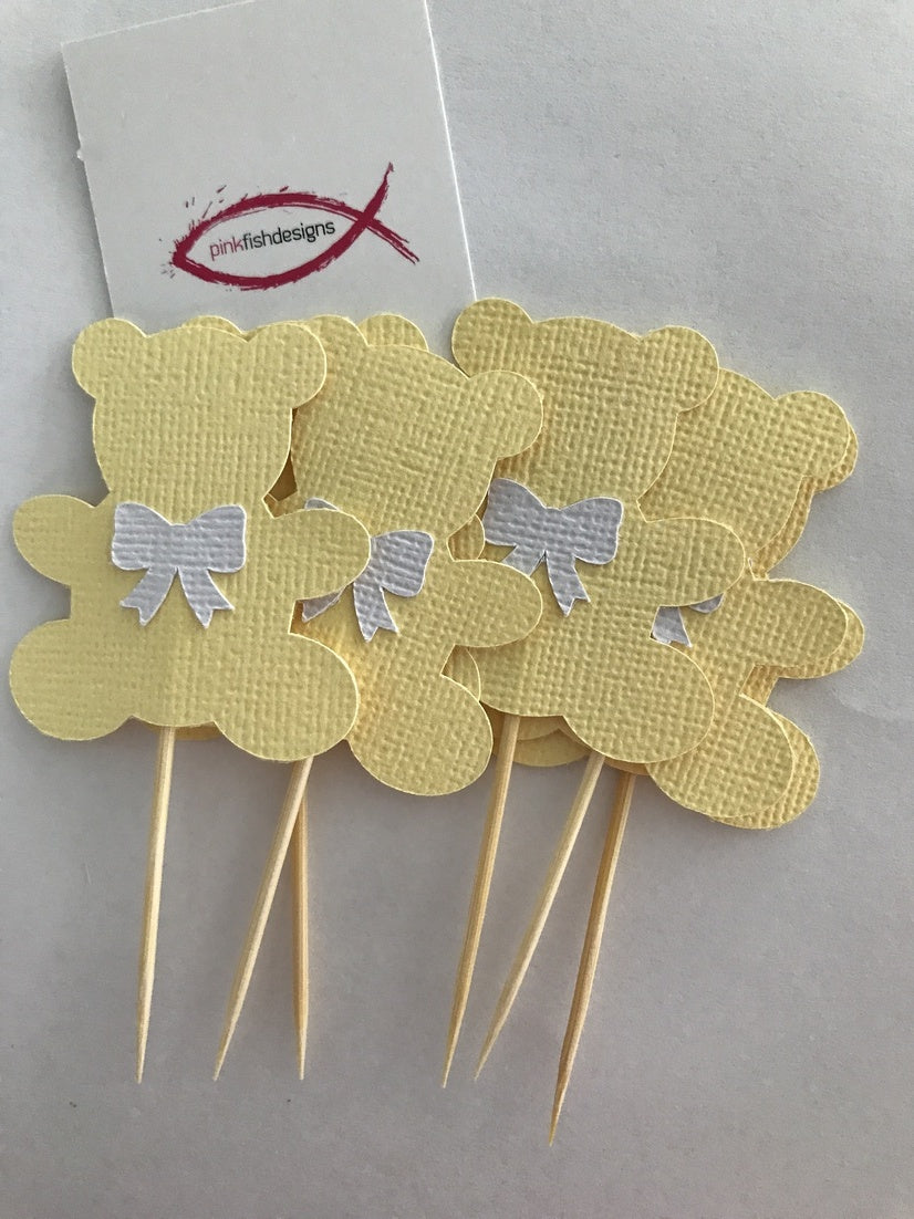 Teddy Bear Baby Shower Cupcake Toppers