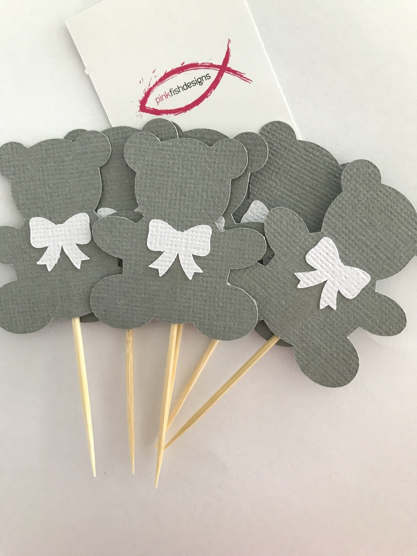 Teddy Bear Baby Shower Cupcake Toppers