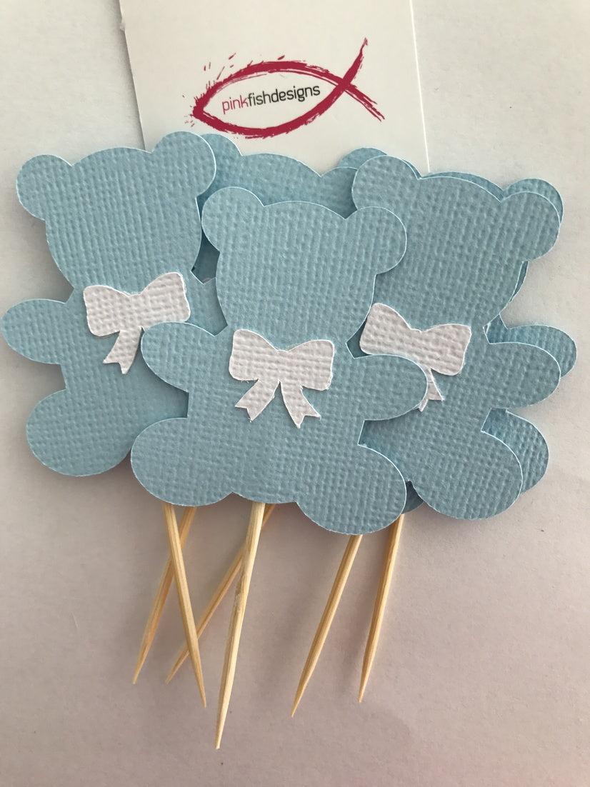 Teddy Bear Baby Shower Cupcake Toppers