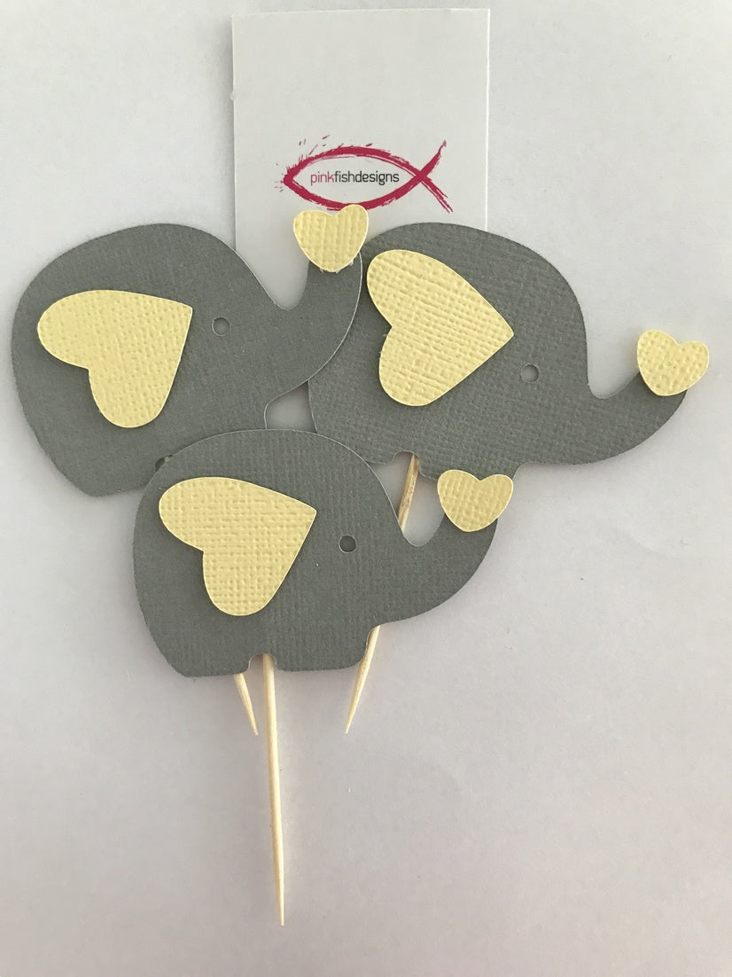 Elephant Baby Shower Cupcake Toppers