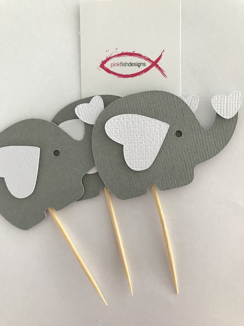 Elephant Baby Shower Cupcake Toppers