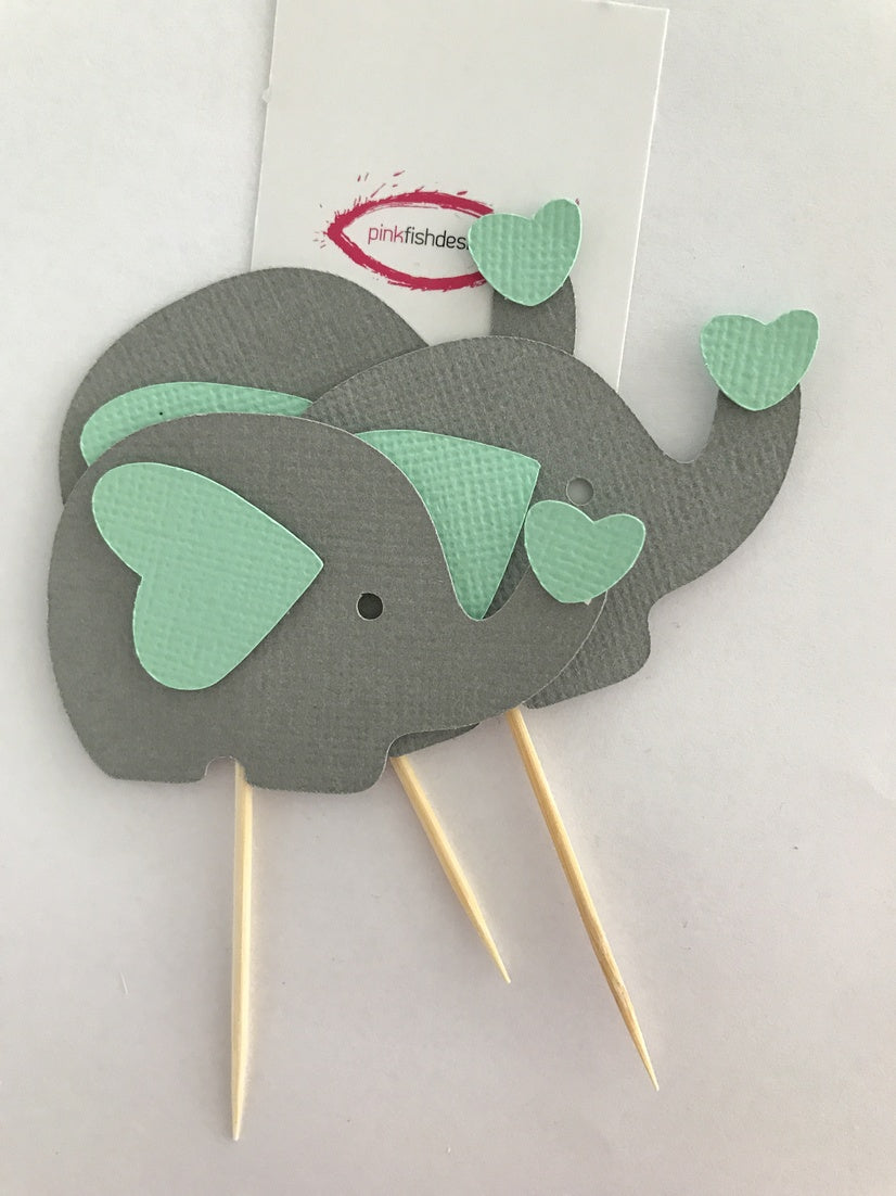 Elephant Baby Shower Cupcake Toppers