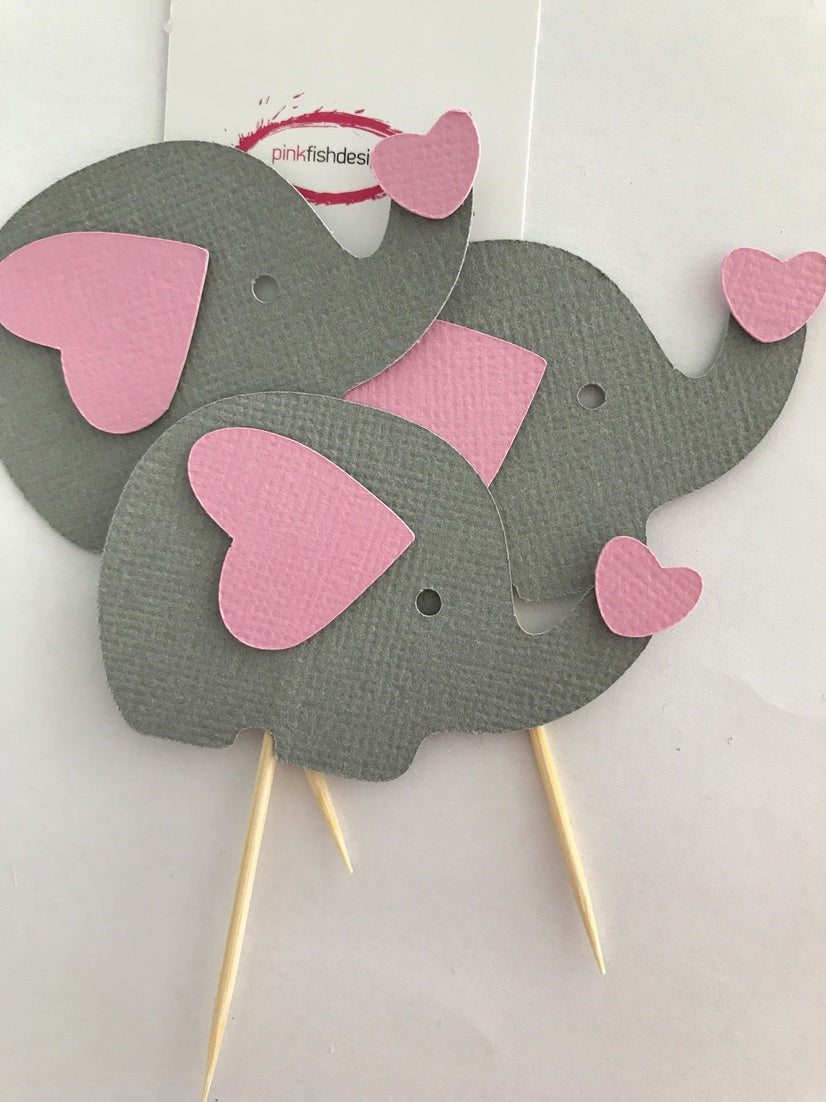 Elephant Baby Shower Cupcake Toppers