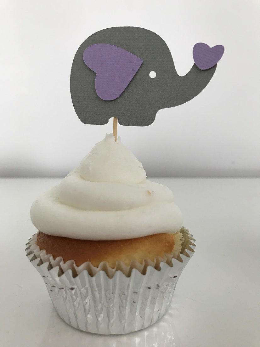 Elephant Baby Shower Cupcake Toppers