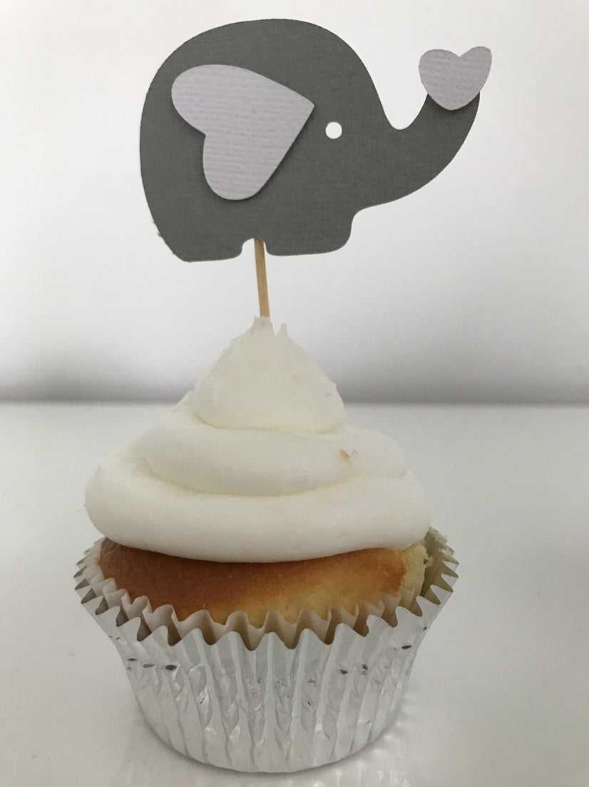 Elephant Baby Shower Cupcake Toppers