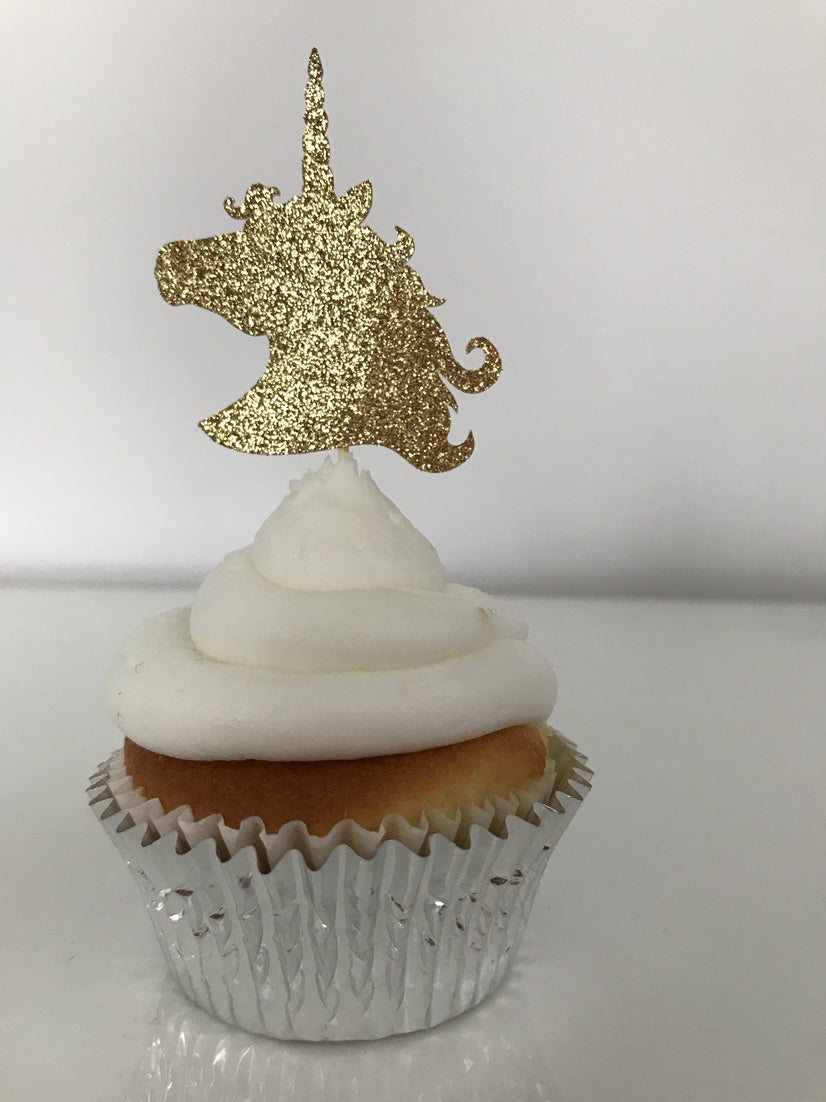 Glitter Unicorn Head Cupcake Toppers