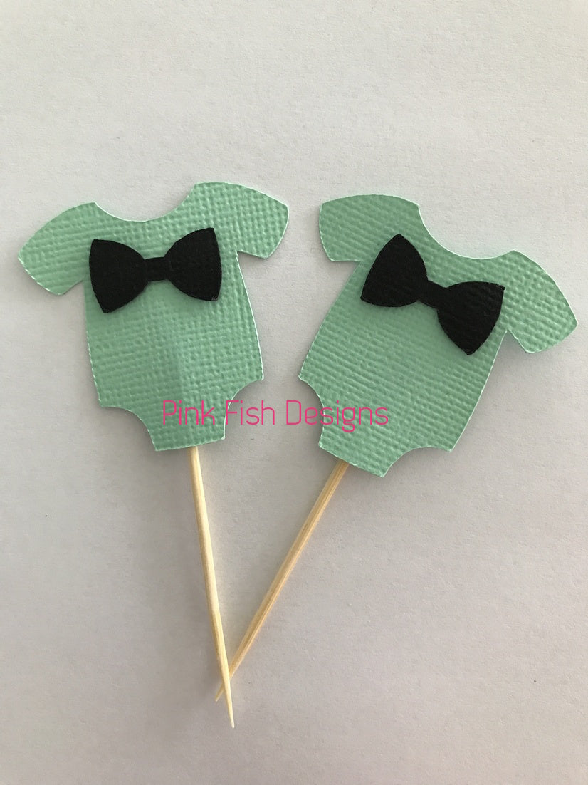 Bow Tie Baby Shower Cupcake Toppers