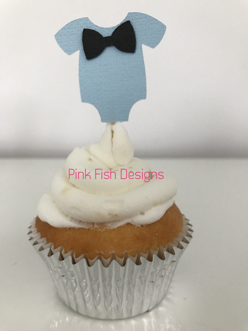 Bow Tie Baby Shower Cupcake Toppers