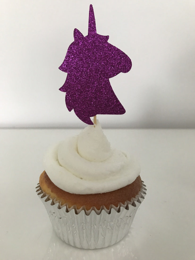 Glitter Big Unicorn Cupcake Toppers