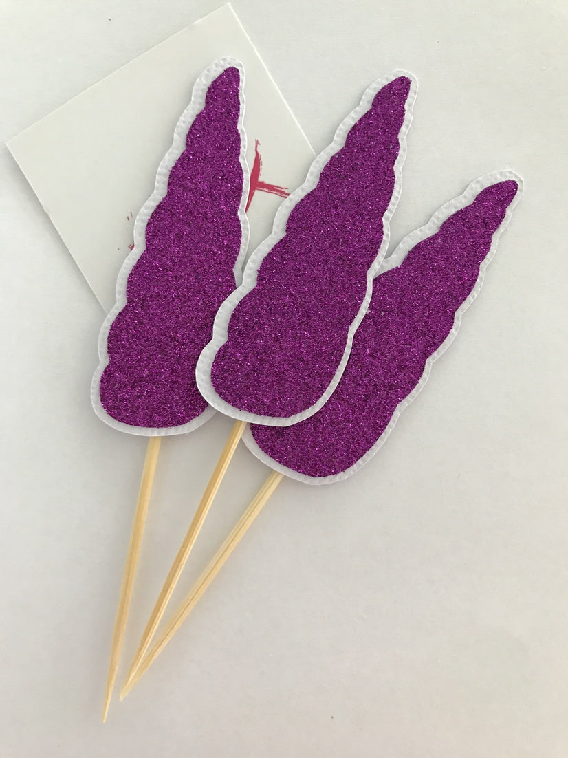 Glitter Unicorn Horn Cupcake Toppers