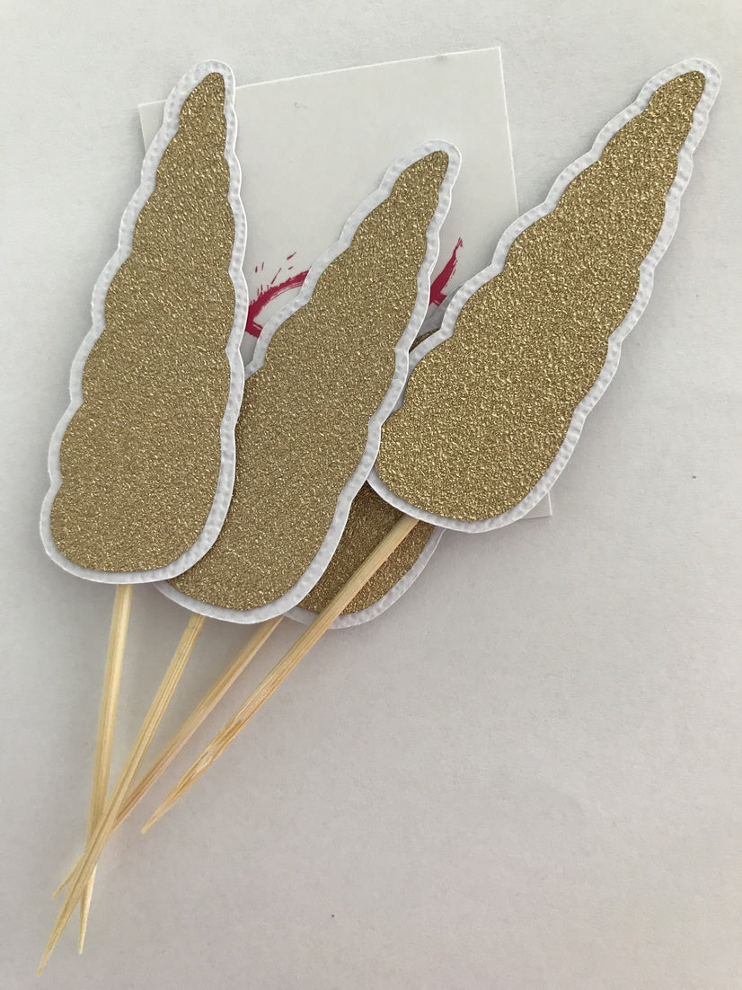 Glitter Unicorn Horn Cupcake Toppers