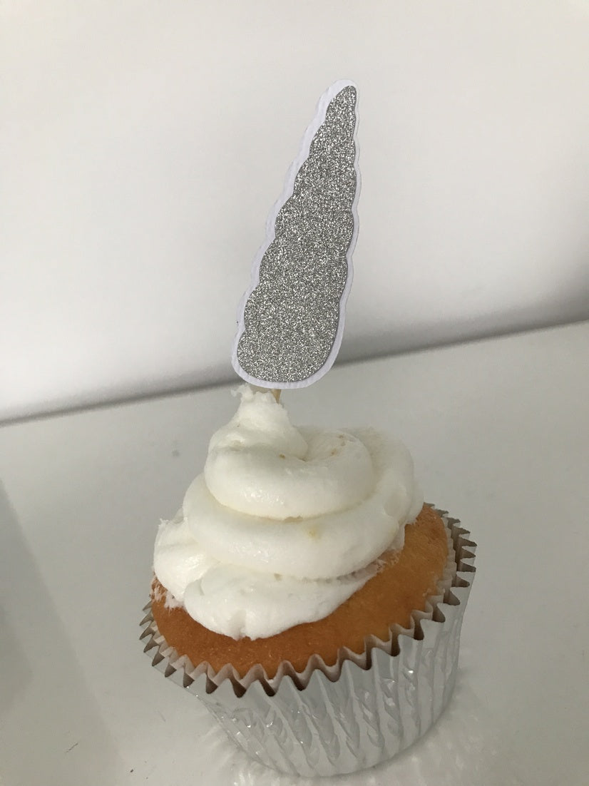 Glitter Unicorn Horn Cupcake Toppers