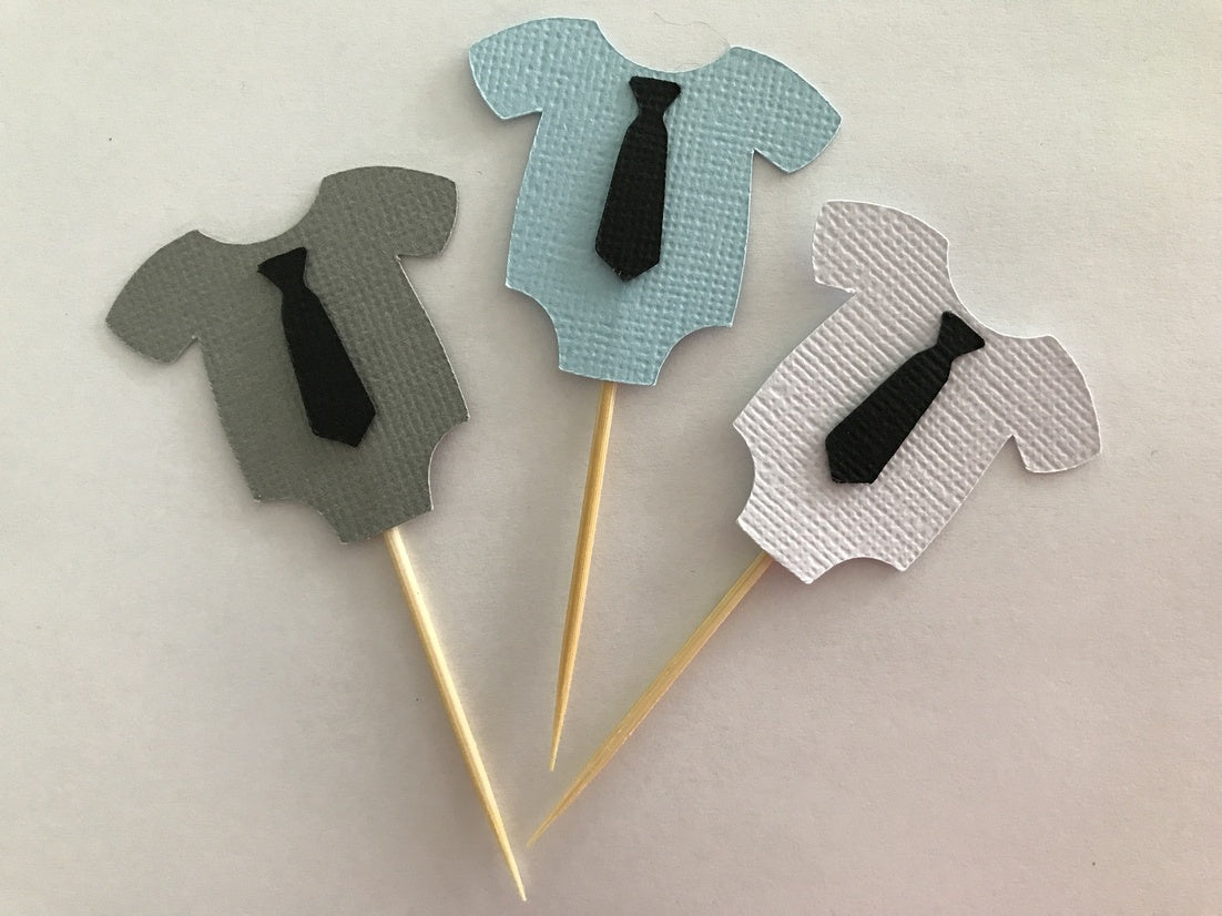 Tie Baby Shower Cupcake Toppers