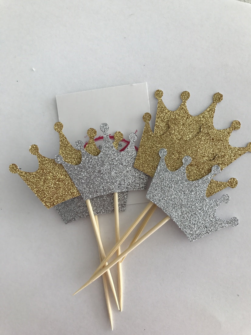 Glitter Crown Cupcake Toppers