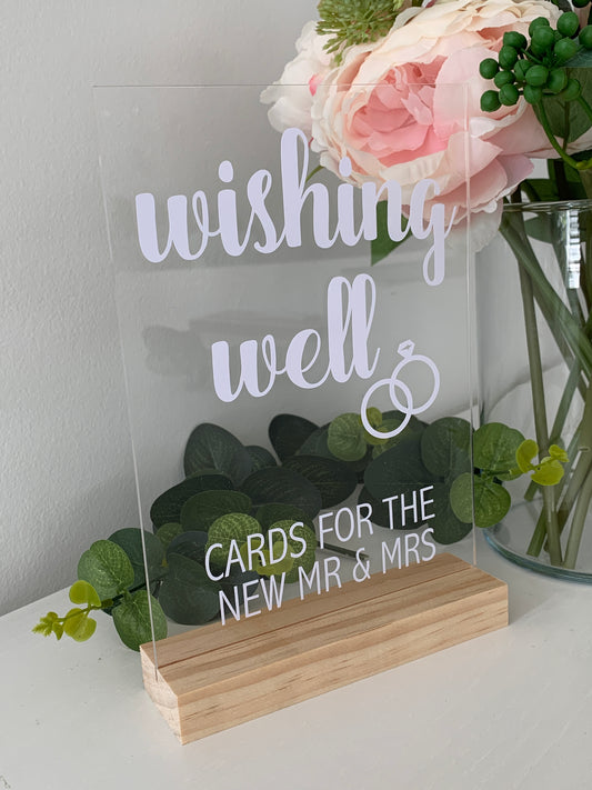 A5 Acrylic Rings Wishing Well Sign and Base