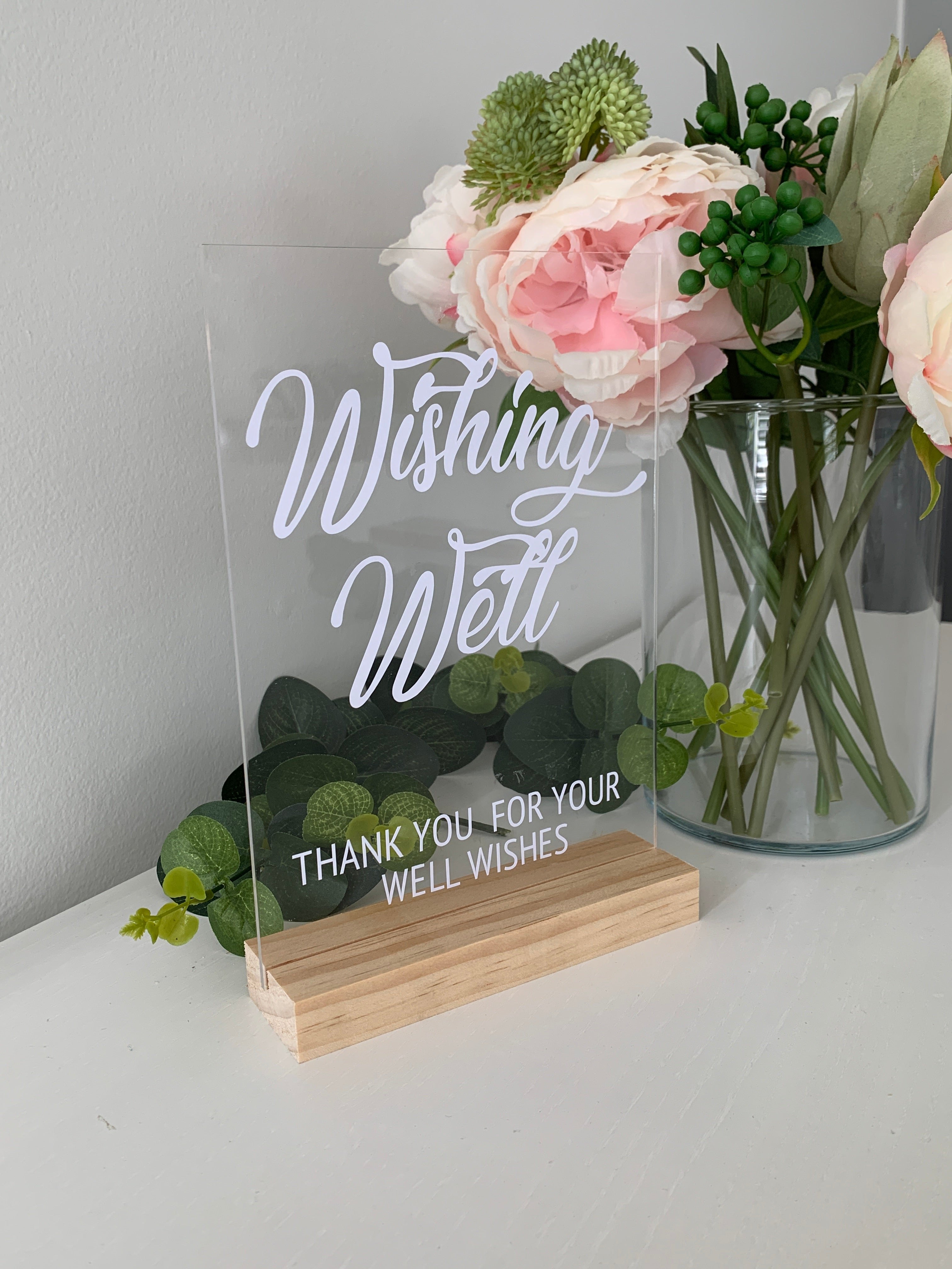 A5 Acrylic Wishing Well Sign and Base