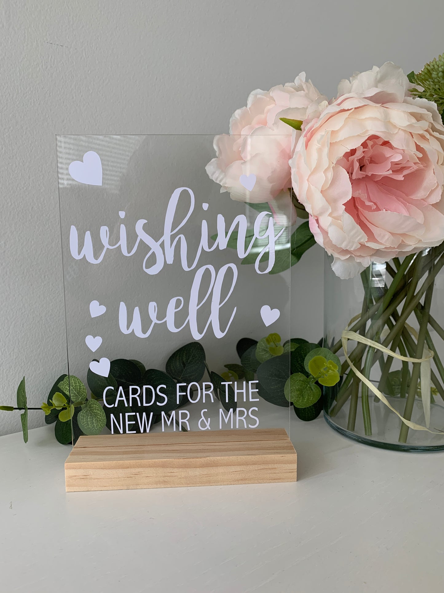 A4 Acrylic Love Wishing Well Sign and Base